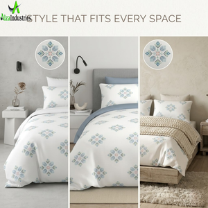 ผ้าปูที่นอนซุปเปอร์คิง 120x120* ผ้าฝ้ายแท้ 100% สีขาว ลายพิมพ์อะควา |   ผ้าปูที่นอนเนื้อนุ่ม ระบายอากาศได้ดี พร้อมปลอกหมอน 2 ใบ - Product Image 6