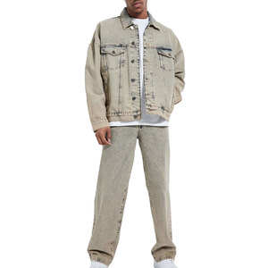 Conjunto de Jeans Casuales Modernos de Invierno para Hombre, Ropa Urbana, Cómodos y Transpirables, Chaqueta y Pantalones de Mezclilla 100% Algodón, Dos Piezas, Ropa Personalizada - Product Image 1