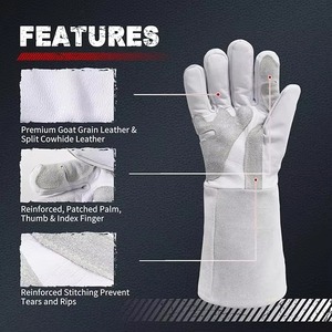 Leather Welding <b>Gloves</b> Durable Anti-Slip Breathable Flexible Heat/Fire Resistant for BBQ <b>Oven</b> Grill Fireplace Tig Mig - Product Image 6