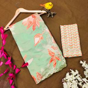 Saree de créateur avec broderie séquentielle sur les bordures Robes élégantes pour femmes - Product Image 2