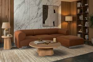 Sofá Seccional de Cuero Auténtico, Sofá Modular de 3 Piezas con Otomana, Estructura de Madera Maciza, Muebles Modernos de Lujo para Sala de Estar - Product Image 5