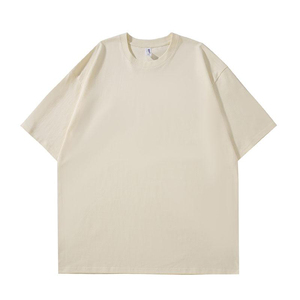 เสื้อยืดคอกลมแขนสั้นทรงโอเวอร์ไซส์สำหรับผู้ชาย ผ้าคอตตอนเจอร์ซีย์สีพื้นเรียบ สวมใส่สบาย ทรงปกติ - Product Image 1