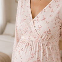 Ensemble de pyjama de maternité à imprimé floral pour femmes, manches courtes, col en V, longueur complète, coupe ample, vêtements de nuit respirants pour l'été