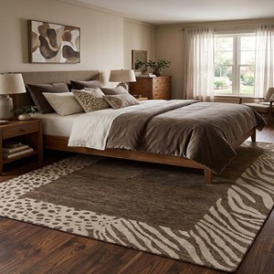 Earth Tone Abstract Area Rug <b>Brown</b> Beige <b>Wool</b> Rug Modern Hand Tufted Carpet Contemporary Livingroom Bedroom Decorative Floor Rug - Product Image 4