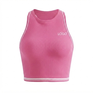 Débardeur côtelé sans couture pour femme, col rond, color block, respirant, pour fitness, yoga, tenue décontractée d'été - Product Image 6
