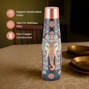 Juego de Botella y Vaso de Cobre Puro de Alta Calidad con Grabado de Mandala Antiguo para Terapia de Bienestar y Colección de Regalos Premium - Product Image 3