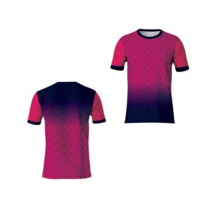 Camiseta Deportiva de Manga Corta con Cuello Redondo, 100% Poliéster, 210g, Sublimación Frontal con Logotipo Personalizado, Diseño Geométrico, Fabricación OEM - Product Image 3