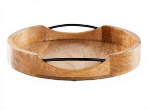 Plateau de service en bois pour la maison et la cuisine, plateau décoratif pour servir des collations, des fruits et du thé sur la table à manger - Product Image 6