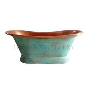 Tinas de baño independientes de diseño tradicional de alta calidad, cobre puro con función de remojo con acabado recubierto de polvo de Pátina verde - Product Image 2