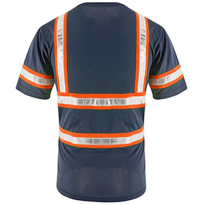 เสื้อยืดสะท้อนแสงแบบมองเห็นได้ชัดเจน สีกรมท่า สำหรับงานก่อสร้าง แขนสั้น ระบายอากาศได้ดี เสื้อทำงานแบบอุตสาหกรรม - Product Image 4