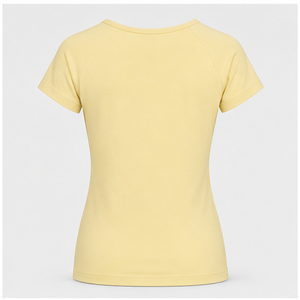 เสื้อยืดแขนสั้นสีเหลืองอ่อนสำหรับผู้หญิง คอวี ทรงเข้ารูป รุ่น WTS-0031 - Product Image 2