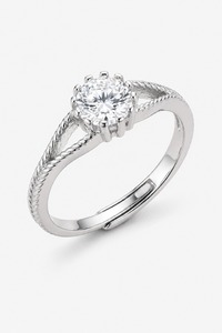 Anillo de compromiso de plata 925 de calidad única y lujosa con diamantes redondos, engaste de púas, joyería fina clásica para mujer - Product Image 4