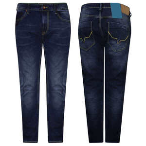 Jeans en denim streetwear pas chers pour hommes, coupe droite, respirants, écologiques, délavage foncé, taille mi-haute, doublure polaire, automne-printemps - Product Image 5