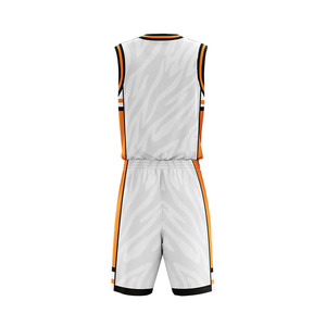 Conjunto de Uniforme de Baloncesto Personalizado Blanco y Naranja, Sin Mangas, Cuello en V, Sublimado, de Secado Rápido, Ajuste Atlético, Unisex, para Adultos - Product Image 4