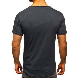 Camiseta Casual para Hombre, Cuello en V Profundo, Color Gris Carbón, con Botones Blancos, 100% Algodón, Anti-Pilling y de Secado Rápido - Product Image 2