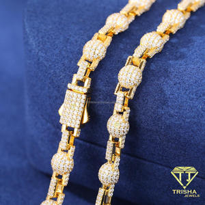 Collar de Eslabones con Cuentas Doradas y Detalles Redondos Brillantes, Joyería de Moda al por Mayor para Hombres, Compradores de Joyería B2B - Product Image 4