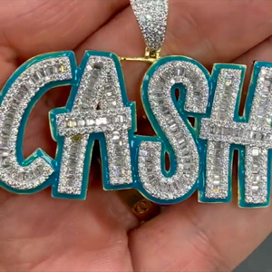 Colgante con Letra CASH y Cristales de Estrás, Chapado en Oro, Estilo Hiphop, Joyería Temática, Regalo Unisex, Colgante de Moda - Product Image 2