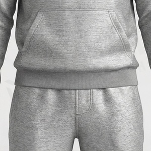 Ensemble de survêtement gris à capuche pour homme, couleur unie, décontracté, sweat-shirt et pantalon, coupe classique, 100 % coton, pour l'automne - Product Image 5