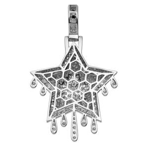 Pendentif étoile avec diamants naturels taille brillant ronde en or blanc, style luxueux, unisexe, pour tous les jours - Product Image 4