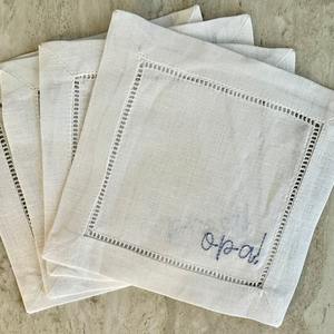 Posavasos Cuadrados de Lino 100% Personalizados con Monograma, Servilletas para Bebidas Bordadas con Dobladillo, Reutilizables, Estilo Japonés, para Fiestas de Cócteles - Product Image 5
