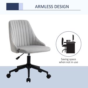 Sedia da Ufficio Girevole in Velluto con Schienale Medio Scanalato, Sedia Direzionale Regolabile in Altezza, Materiale in Rete, Colore Ardesia - Product Image 5