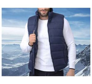 Chaleco Acolchado Azul Marino sin Mangas para Hombre, Prenda Exterior con Cuello Alto, Poliéster/Nailon, Estilo Casual, Modelo 2026 - Product Image 4