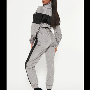 Women's <b>White</b> Black Solid Casual Hooded Short Sports <b>2</b> <b>Piece</b> <b>Set</b> Long Sleeve Regular Fit Full Waterproof Fleece 100% Nylon - Product Image 2