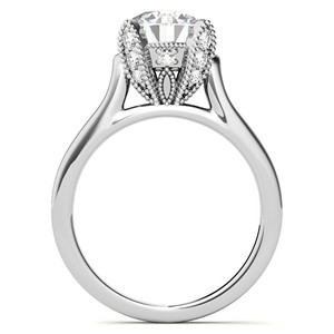 Anillo de Compromiso de Moissanita VVS1 de 2 Quilates con Corte Brillante Redondo, Diseño de Tulipán Antiguo, Anillo de Boda de Plata de Ley 925 con Engaste de Garras, Certificado IGI - Product Image 6