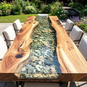 Rustic Resin <b>Table</b> Rectangle Coastal Design All Seasons Outdoor Furniture Waterproof Living Room Decor - Product Image 3