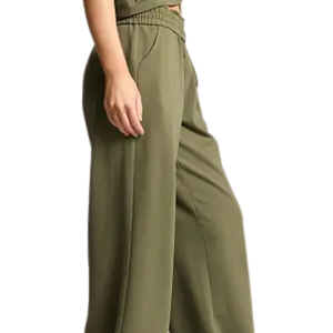 <b>Womens</b> Wide Leg <b>Trousers</b> Wholesale Custom Elastic Drawstring Waist <b>Loose</b> Fit Side Pockets Full Length Casual Lounge Wear OEM ODM - Product Image 4