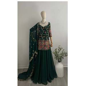 Conjunto de ropa de fiesta de diseñador para mujer con hermosa parte superior Dupatta-Sarara para un aspecto elegante - Product Image 1