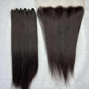 Cloudyhair Cheveux Vietnamiens Grade 12A Non-Remy Pas Cher Sans Perte de Cheveux Haute Qualité Cheveux Naturels Soie Noire Lisses Comme des Baguettes Frontal Double Trame Faite à la Machine - Product Image 3