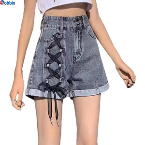 BOBBIN INDUSTRIES Shorts de Mezclilla para Mujer, Verano, Cómodos, Color Personalizado, Transpirables, Cintura Media, Estilo Vintage Hip Hop - Product Image 2