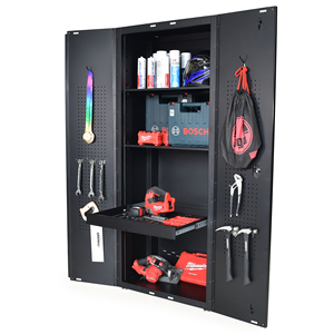 Matte Black Powder Coated Steel 0 Drawer 3 Shelf <b>Tool</b> <b>Cabinet</b> Family keywords: for Garage Workshop Storage Use - Product Image 6