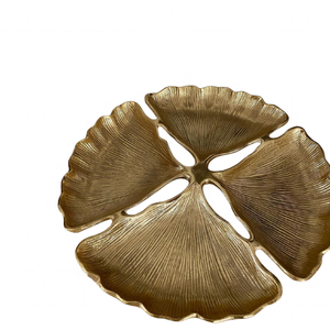 Bandeja de servicio de madera de diseño moderno con acabado esmaltado en forma de hoja de metal único a precios competitivos - Product Image 3