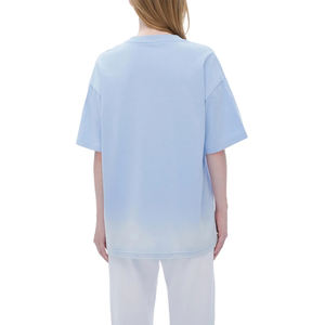 Camiseta de manga corta para mujer, 100% algodón, 250GSM, con teñido degradado por pulverización, lavada, estilo vintage, hombro caído, holgada, moderna, estilo universitario, Snow - Product Image 4