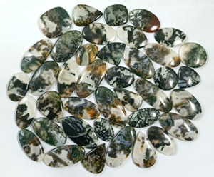 Agate mousse naturelle, pierre précieuse en vrac, cabochon poli, cristal cabochon pour la fabrication de bijoux, pierre précieuse - Product Image 1
