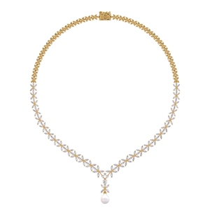 Collier ras du cou Florais en perles pour femme, diamant de laboratoire, argent sterling 9KT, 10KT, 14KT, 18KT, cadeau d'anniversaire haut de gamme - Product Image 2