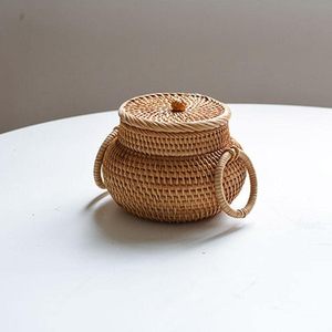 Panier de rangement en rotin naturel fait main avec poignée, écologique, multifonctionnel, design vintage et flexible pour la maison - Product Image 2