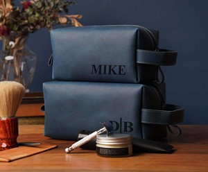 Neceser de Cuero Genuino Impermeable Personalizado para Hombre, Bolsa de Aseo de Gran Capacidad para Viaje, Organizador de Artículos de Aseo LNTB-0037B - Product Image 1