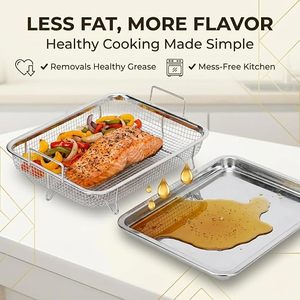 Rejilla de malla metálica para deshidratador de encimera con asas para frutas, verduras y aperitivos - Product Image 2