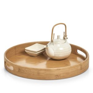 Plateau de service rond en bois classique et durable pour le pain, les gâteaux, les desserts, le fromage, la charcuterie - Product Image 4