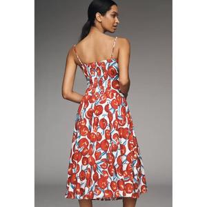 Vestido Midi sin Mangas con Tirantes Estampados de Alta Calidad, Hecho a Mano, Ecológico, 100% Algodón Transpirable, Estilo Dulce y Romántico - Product Image 3