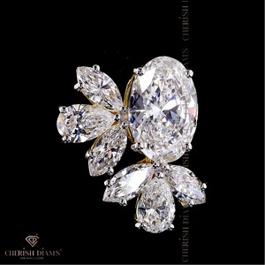 Lab Grown Diamond 10/14/18kt Gold Solitaire Stud Earrings Oval Marquise Pear Cuts IGI Certified VVS Clarity 4.045ct Trendy - Product Image 3