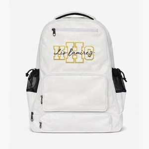 Custom White <b>Waterproof</b> GPS Anti-Theft RFID Cheerleading <b>Backpack</b> with Personalized Name Embroidery HBC Team School Sports Bag - Product Image 1