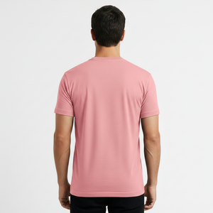 T-shirt décontracté RedFlix de luxe rose pastel, respirant, à manches courtes, en soie/coton, tissu jersey 240g, couleur unie pour homme - Product Image 2