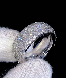 Unisex Hip Hop Cluster <b>Ring</b> 925 Sterling <b>Silver</b> Customizable <b>Band</b> Charm Wedding/Engagement Gift for Parties & Anniversarie <b>ring</b> - Product Image 3