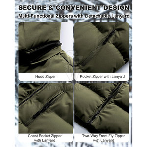Veste fonctionnelle pour homme, idéale pour le froid, parka d'hiver à capuche, fermeture éclair intégrale, plusieurs poches, manches longues, pour la randonnée et le camping en plein air - Product Image 5