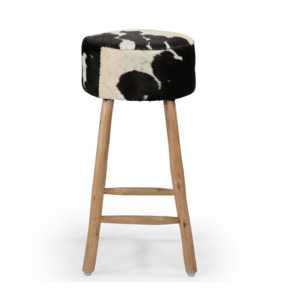 Modern Cow Hide <b>Bar</b> <b>Stool</b> with Bamboo Legs Heron Leather Designer <b>Bar</b> Chair Home Furniture - Product Image 1