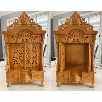Compre un Mandir Pooja Exclusivo Hecho a Mano con Puertas, Templo de Madera de Teca con Tallados Intrincados y Cajones, Unidad Pooja de Gran Tamaño, Fabricante del Reino Unido